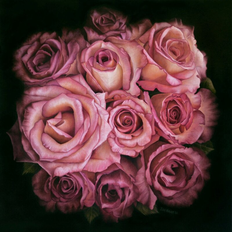 Bunch of Pink Roses — Dramatic, Painting