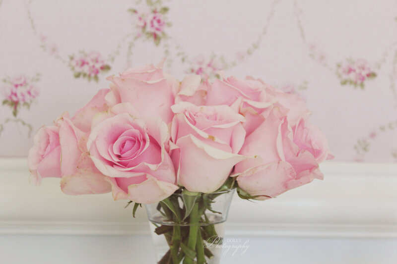 Bunch of Pink Roses — Serene, Photograph, Vase