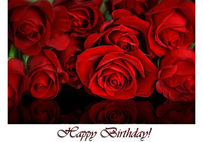 Bunch of Red Roses — Romantic, Photograph, Text