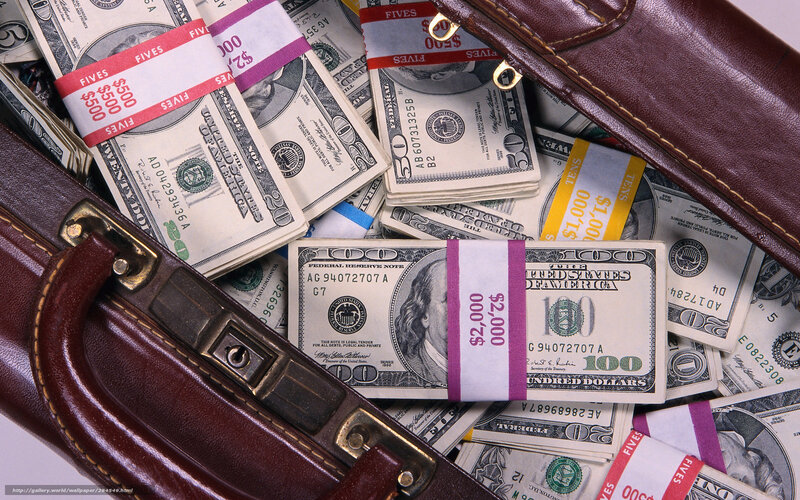 Bundles of cash in a briefcase