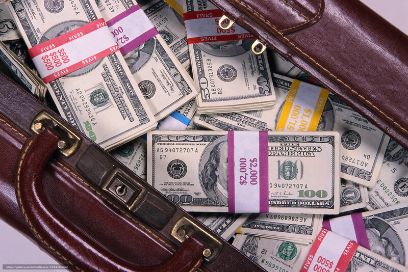Bundles of cash in a briefcase