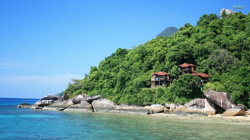 Bungalows on Tropical Island