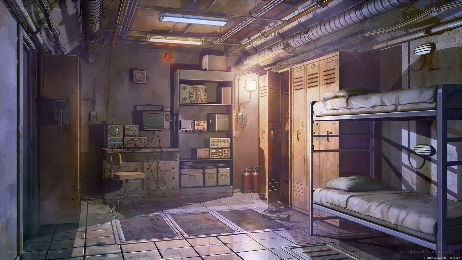 bunk room with electronics