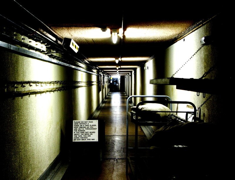 Bunker hallway with bunk beds