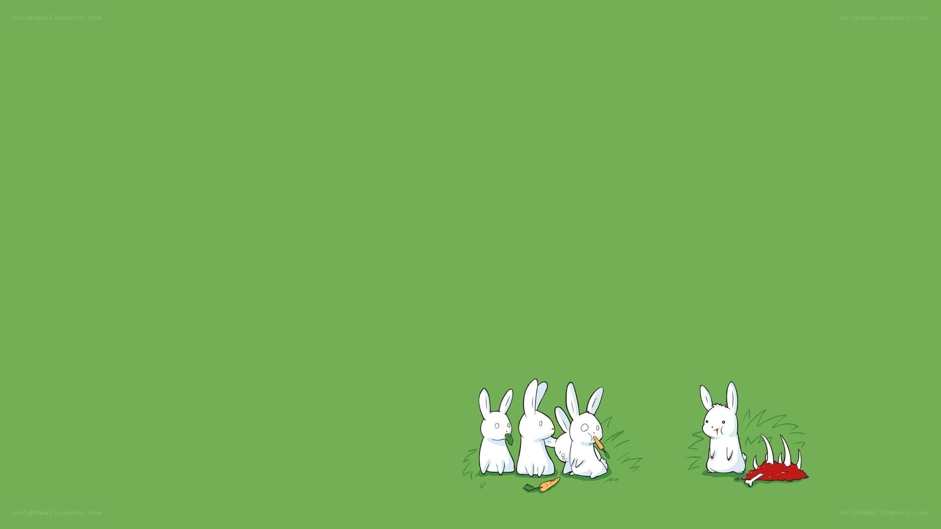 bunnies and a red creature