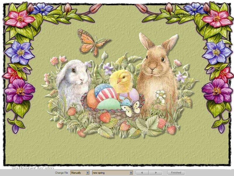 Bunnies and Chick in Basket