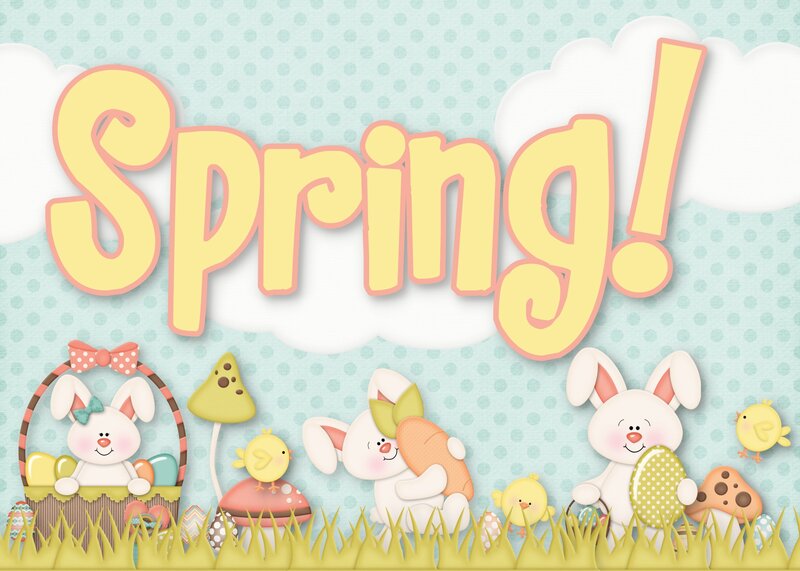 Bunnies and Chicks in Spring — Yellow