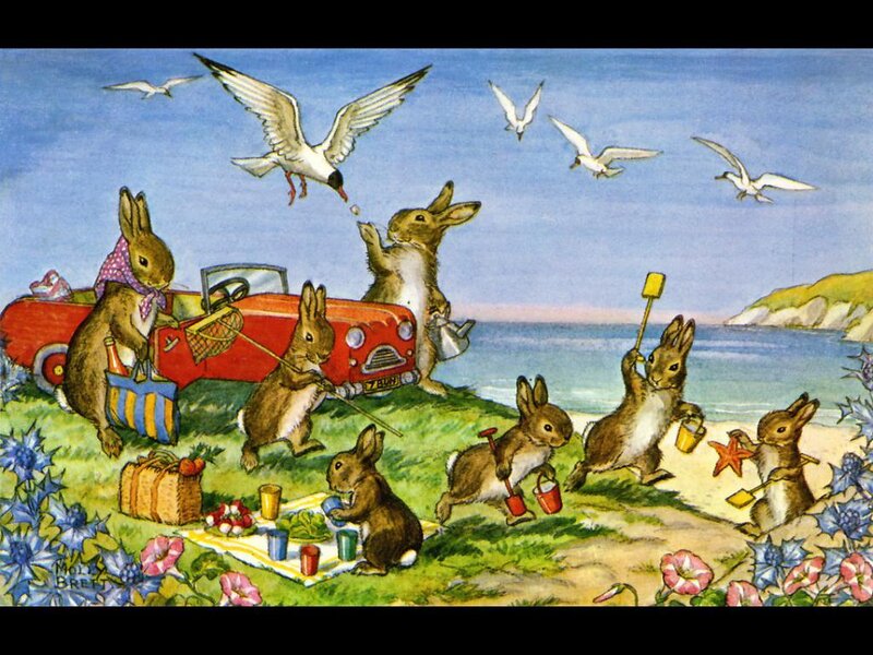 Bunnies at Beach Picnic