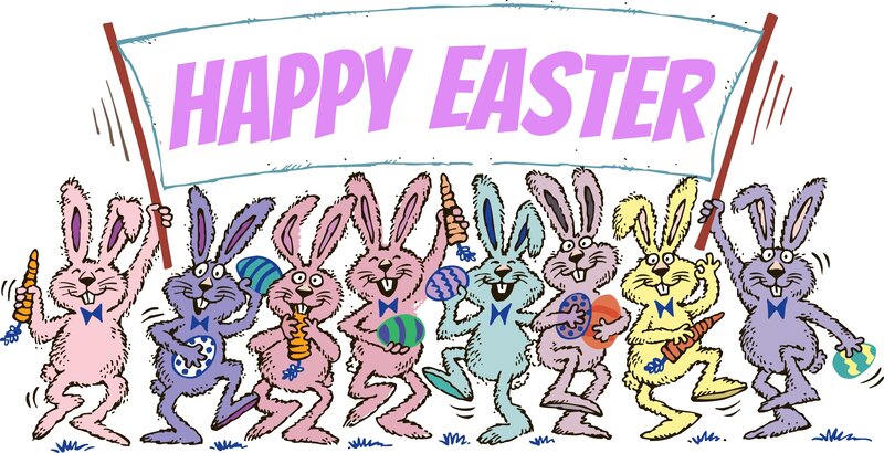 Bunnies Holding Banner