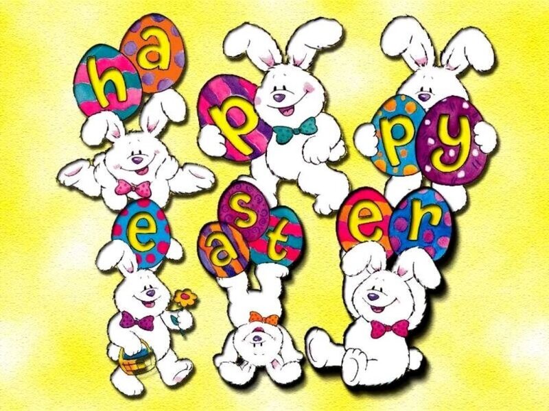 Bunnies Holding Easter Eggs