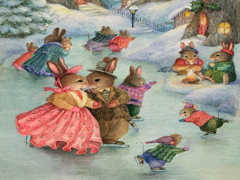 Bunnies Ice Skating