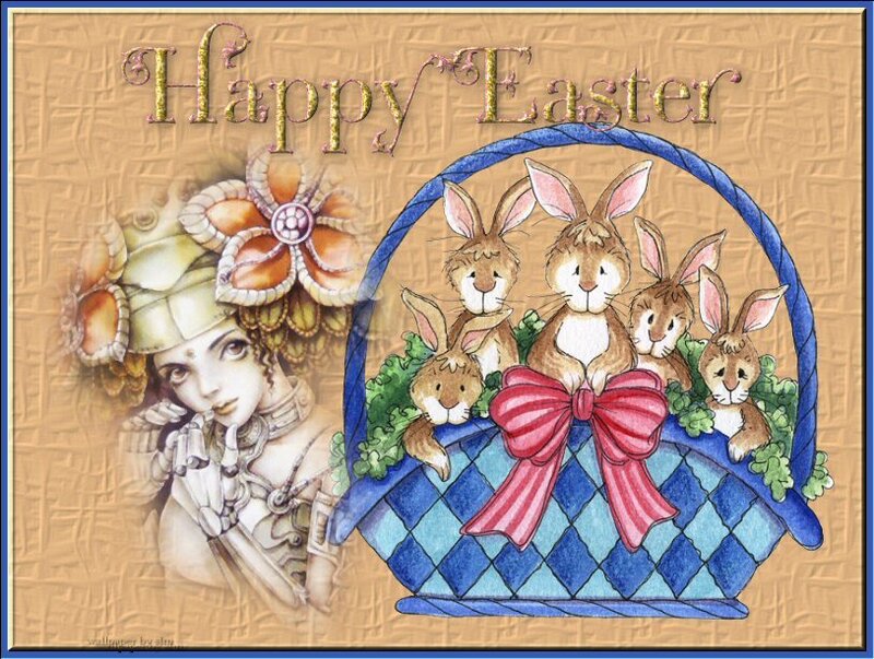 Bunnies in a Basket — Blue