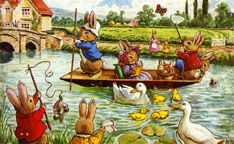 Bunnies in a Boat — Green