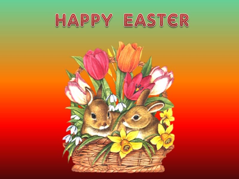 Bunnies in Basket — Red