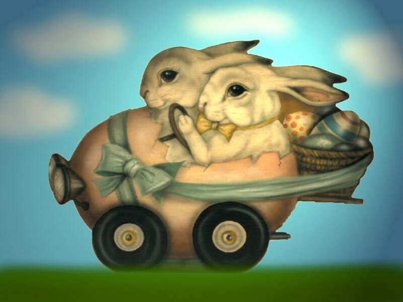 Bunnies in Egg Cart