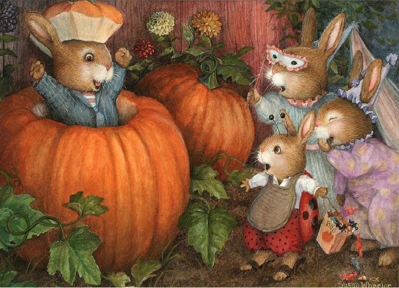 Bunnies in Pumpkins