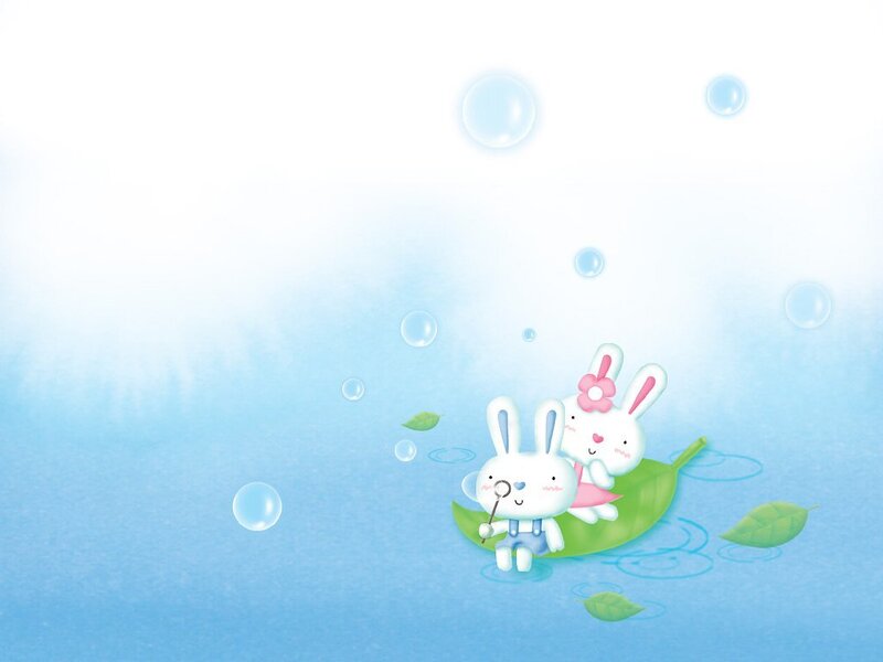 bunnies on a leaf boat