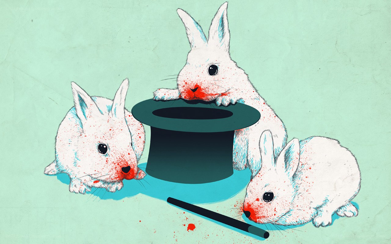 Bunnies with a magic hat