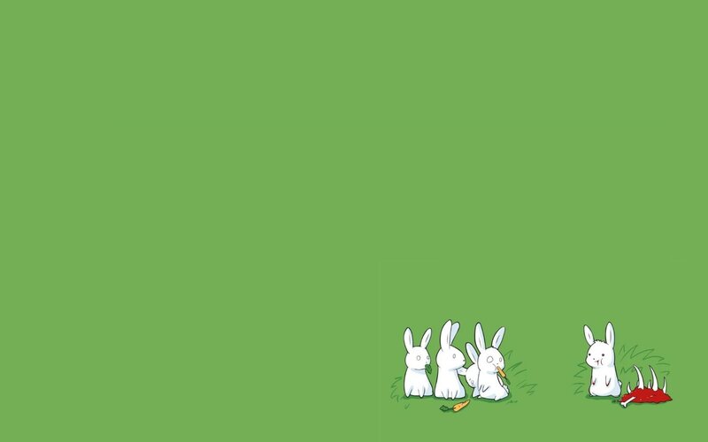 bunnies with carrots and a monster