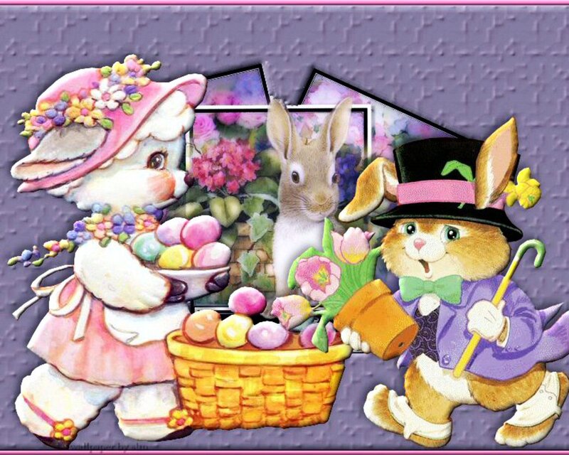 Bunnies with Easter Basket