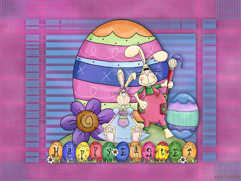 Bunnies with Easter Eggs — Pink