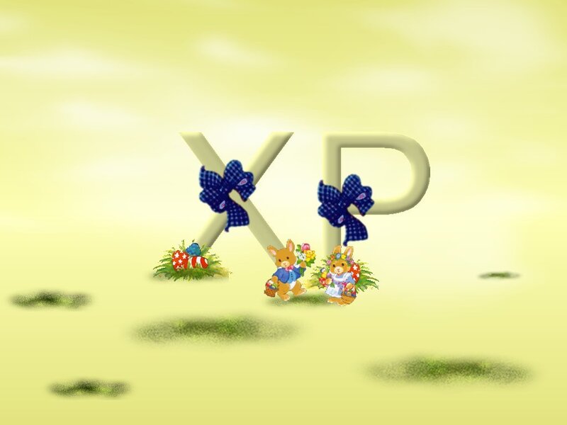 Bunnies with Easter Eggs — Yellow