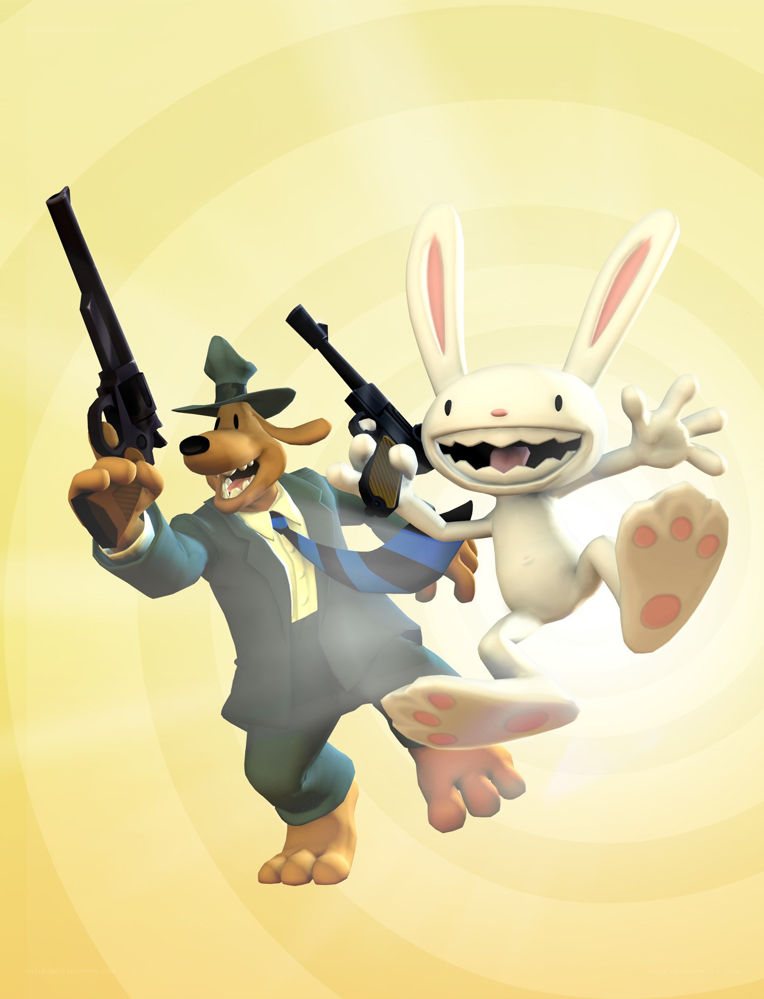 Bunny and dog with guns