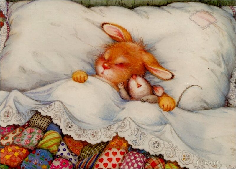 Bunny and Mouse Sleeping