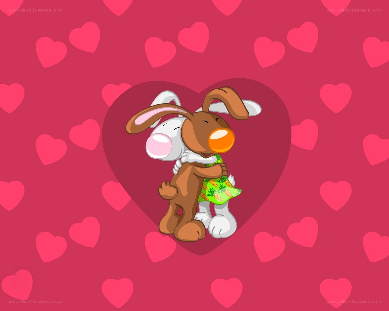 bunny couple hugging