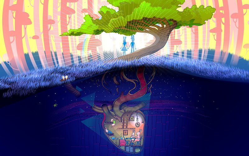 Bunny Couple in Tree