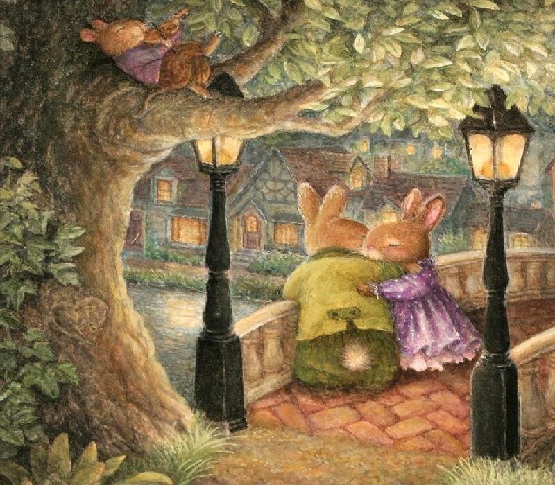 Bunny Couple on Bridge