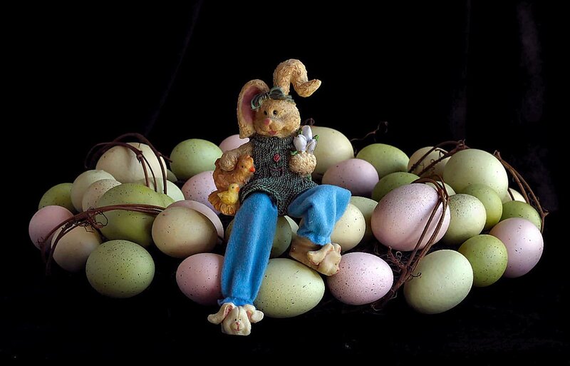 Bunny Figurine with Eggs