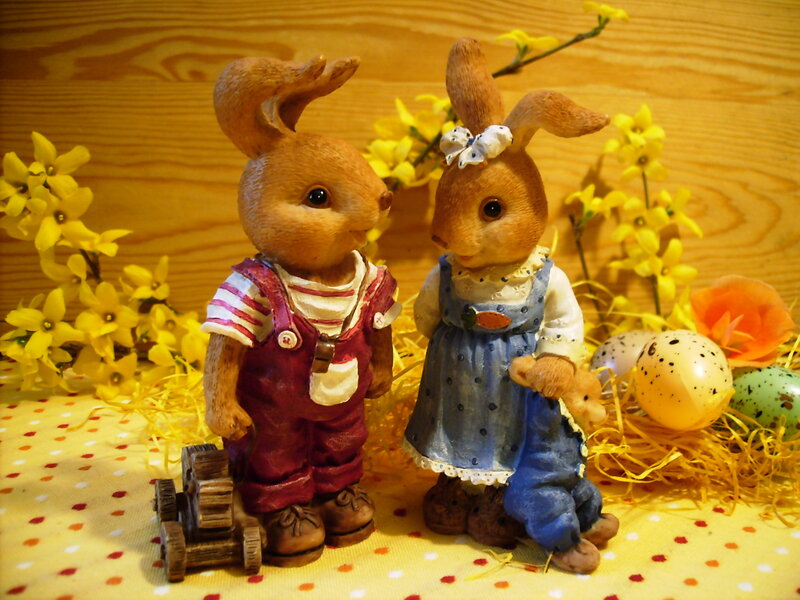 Bunny Figurines in Nest