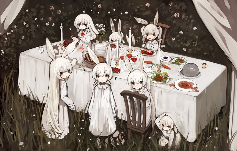 Bunny Girls at Dinner Table