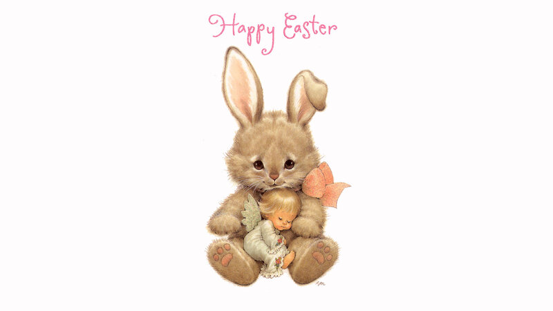 Bunny Holding Angel Doll