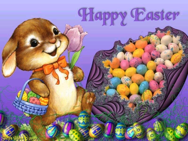 Bunny Holding Basket — Purple