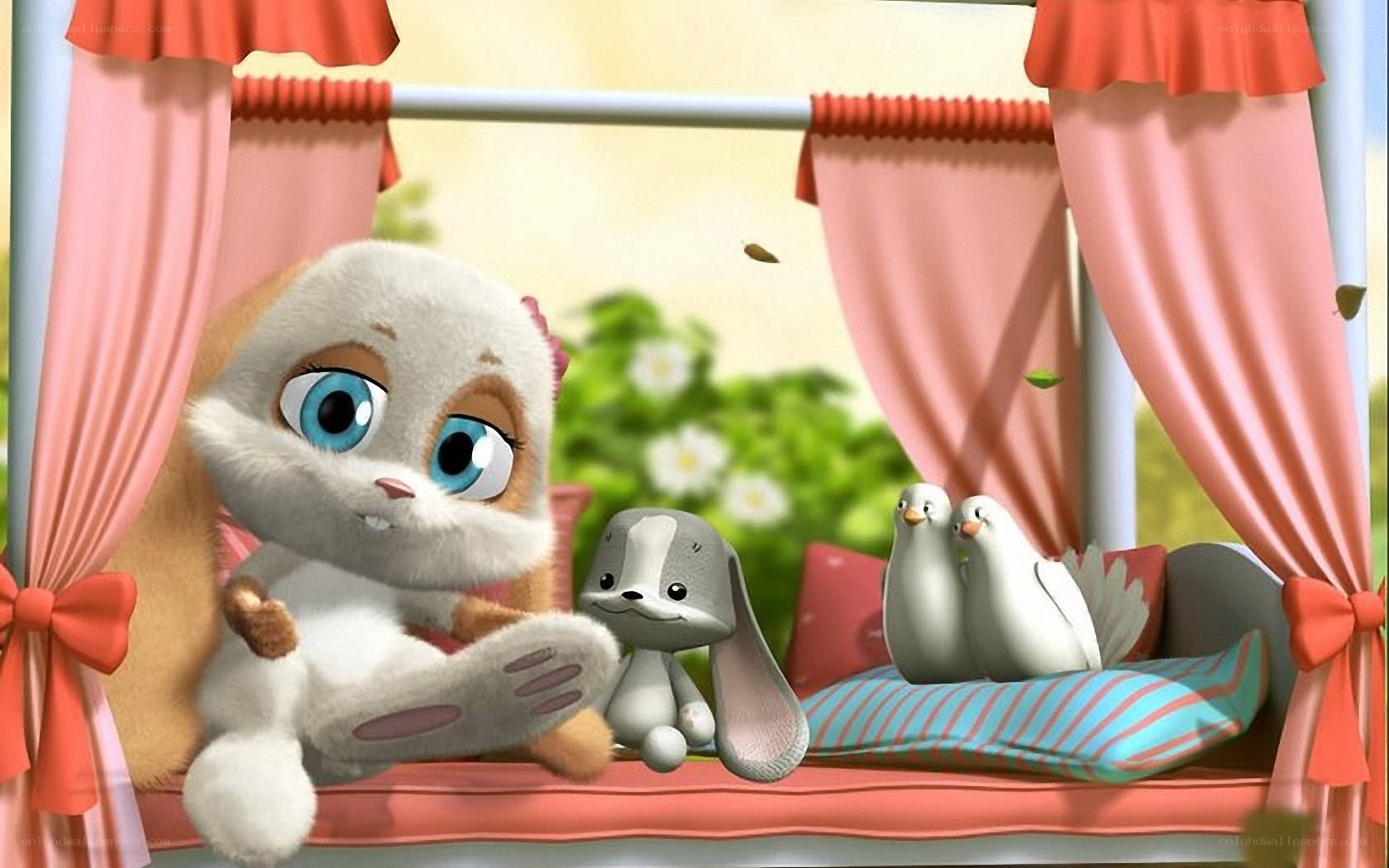 bunny in a canopy bed