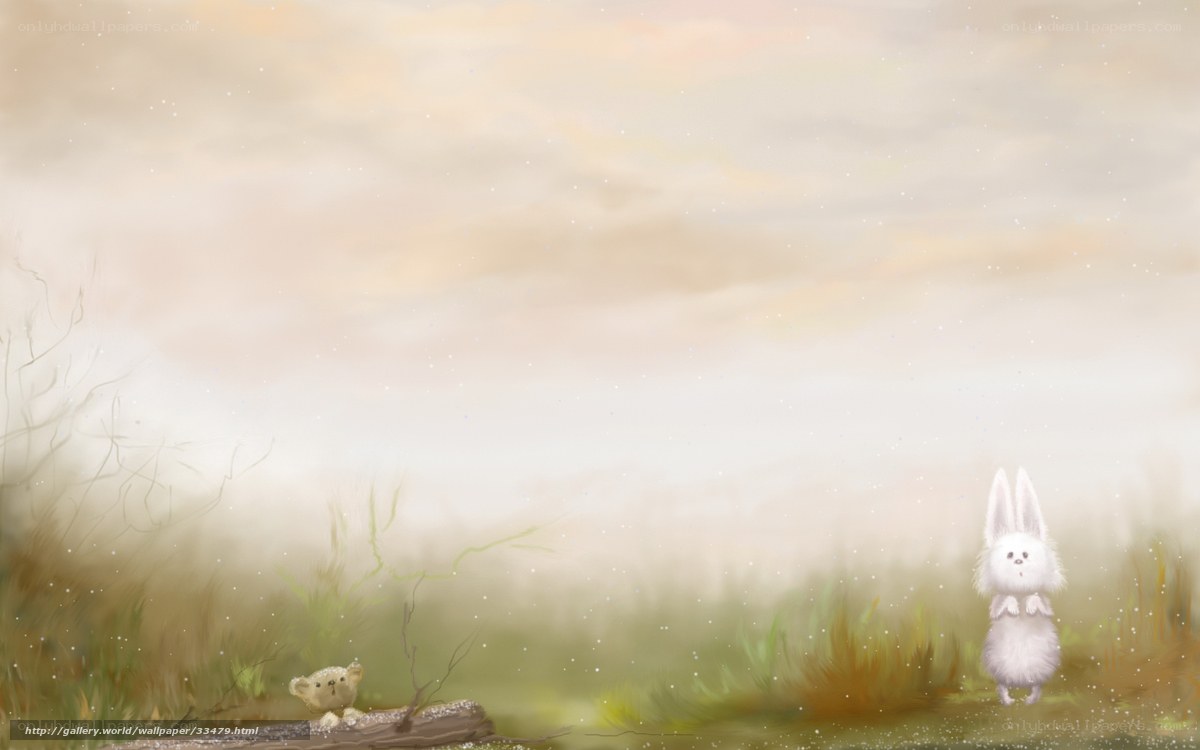 Bunny in a misty field