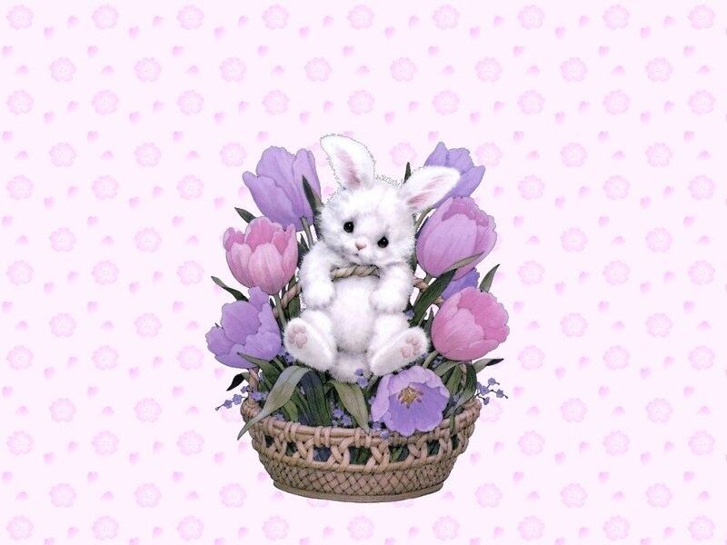 bunny in flower basket