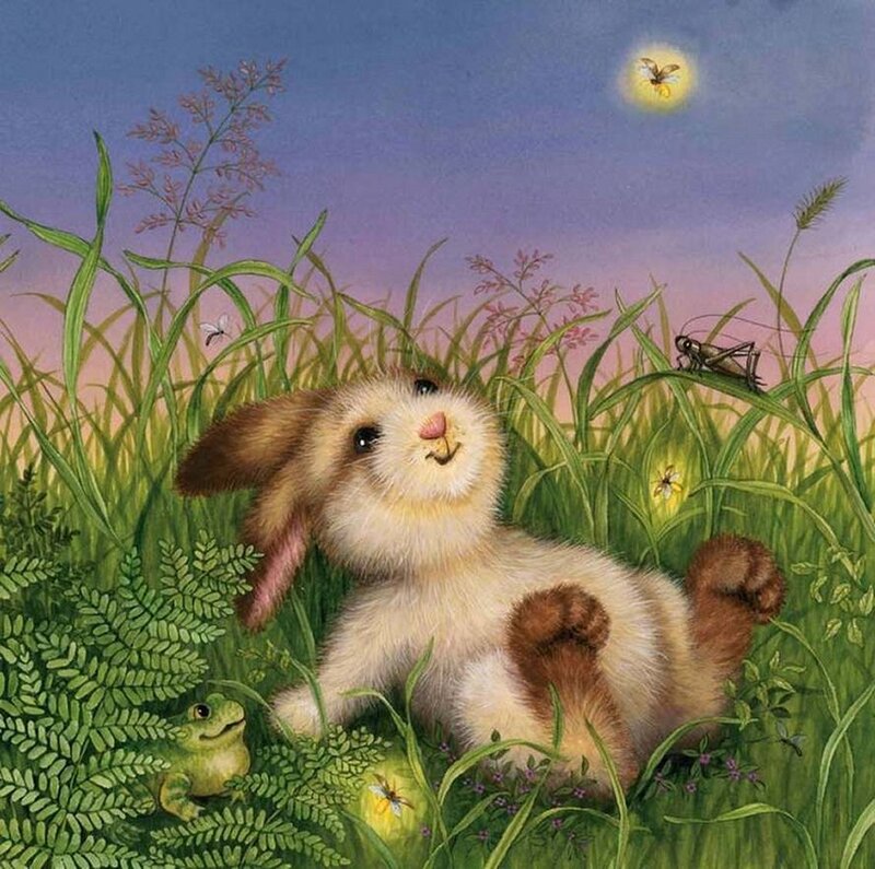 Bunny in Grass — Green, Serene