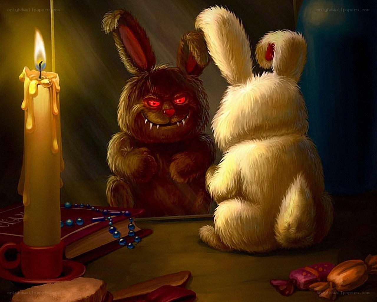 Bunny in the mirror