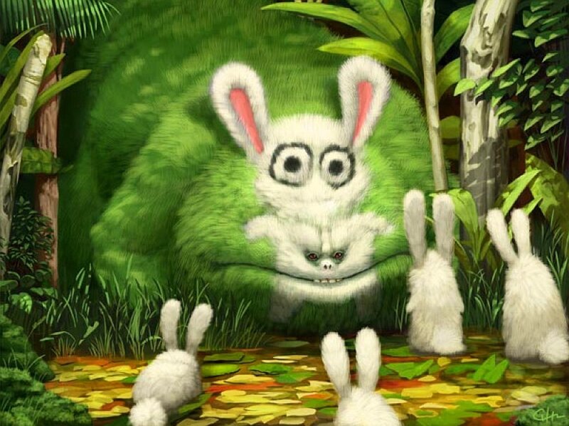 bunny monster in the jungle