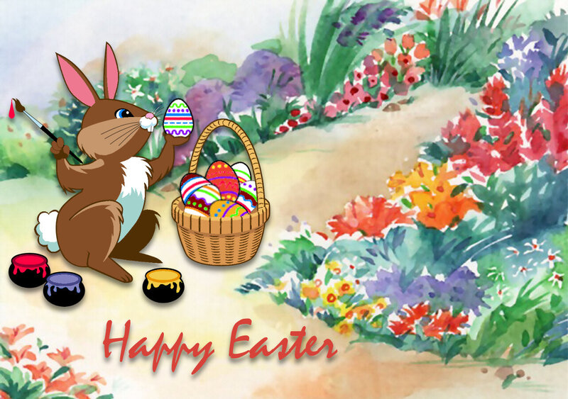 Bunny Painting Eggs