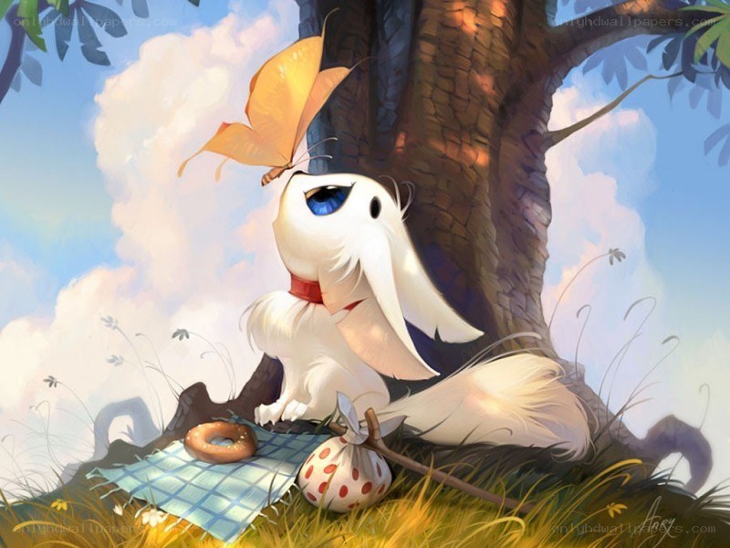 bunny with butterfly picnic