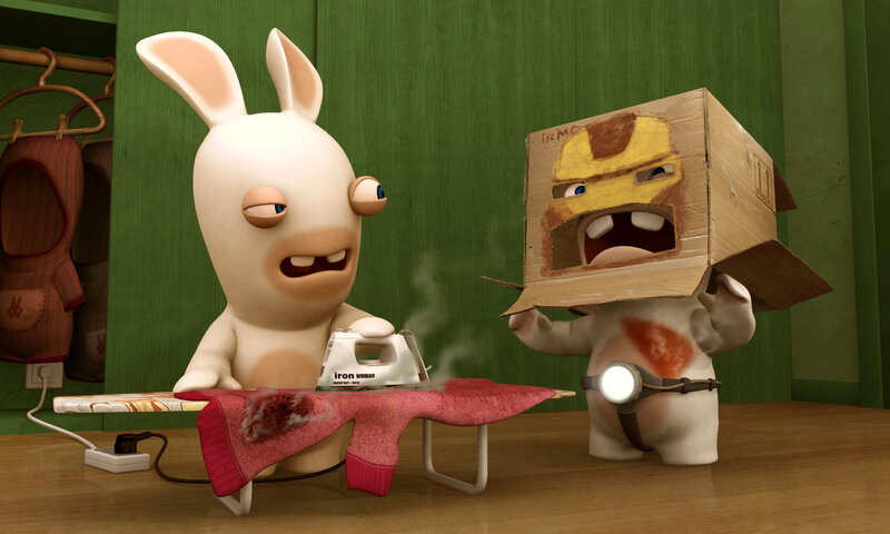 Bunny with Cardboard Helmet