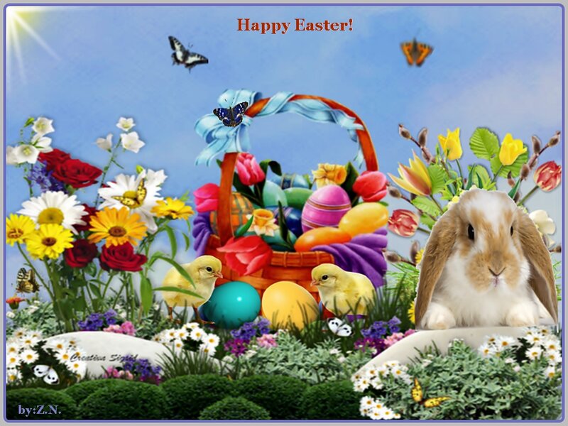 Bunny with Chicks — Blue