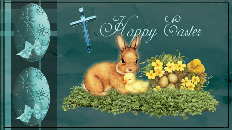 Bunny with Ducklings — Green