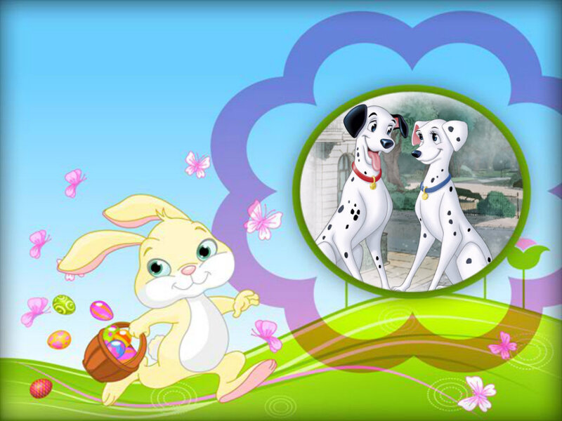 Bunny with Easter Basket — Blue
