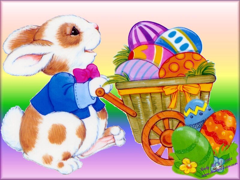 Bunny with Easter Basket — Green