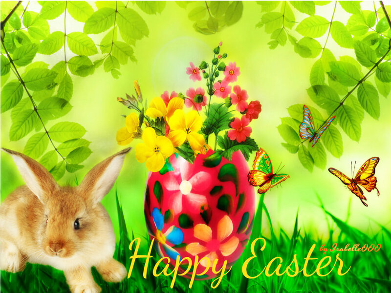 Bunny with Easter Egg — Green